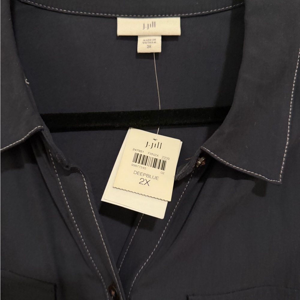 J Jill Navy Shirt Dress NWT - 2x - Picture 3 of 6